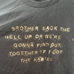 Raffle Ticket: Black Hand-Bleached Rabies Shirt, Size 2X