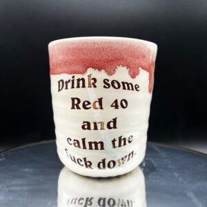 Red 40 Cup - 12 oz [Imperfect: Glaze Spill under text]